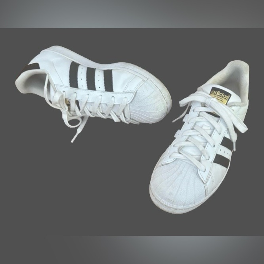 adidas Superstar wht w blk strp unisex snkrs MN 9.5 - 10 WM 11.5 PLEASE READ - Picture 5 of 12